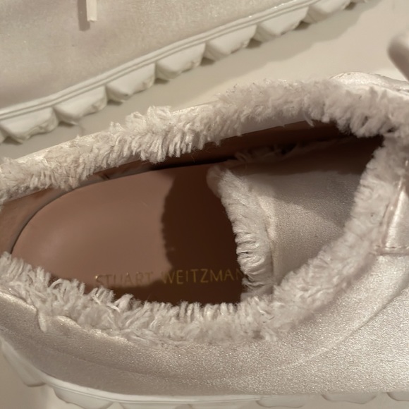 Stuart Weitzman Fringie Cover Story white silk satin sneaker sz 9.5 - Picture 6 of 10